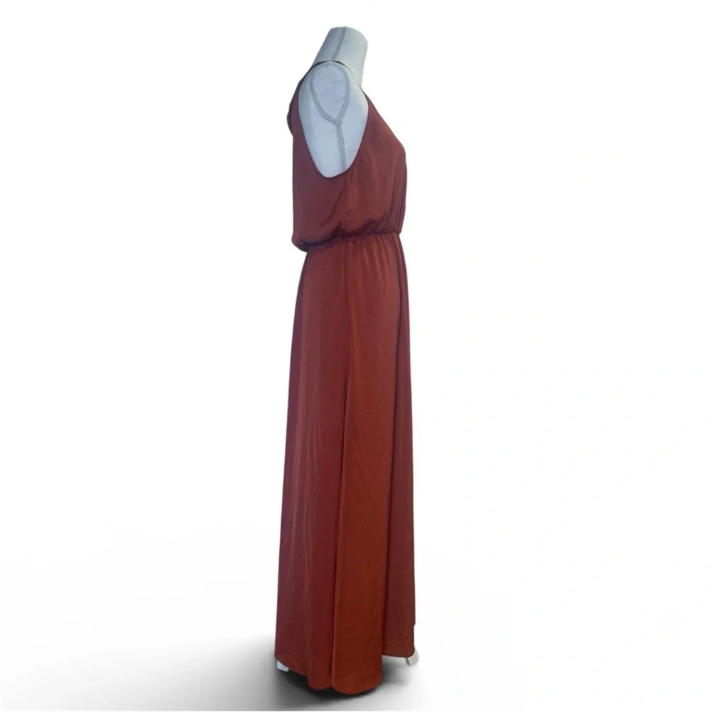 Rachel Zoe Burnt Orange Sleeveless Cocktail Maxi Dress - Picture 3 of 6